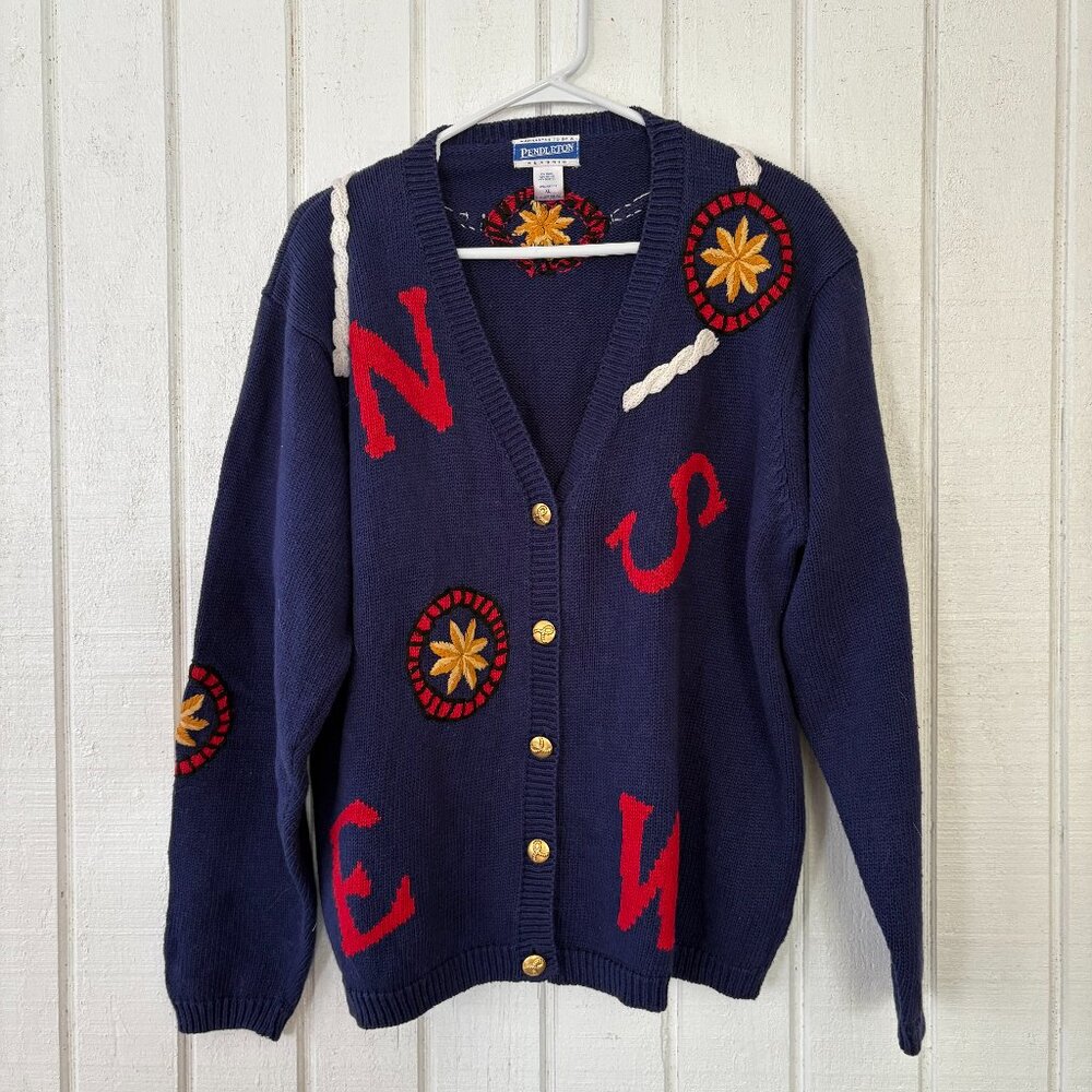 Vintage Pendleton Nautical Cardigan - XL